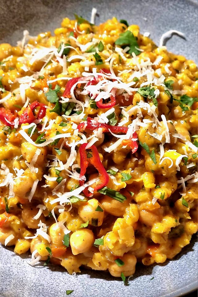 Vegan Curried Chickpea & Pearl Barley Risotto